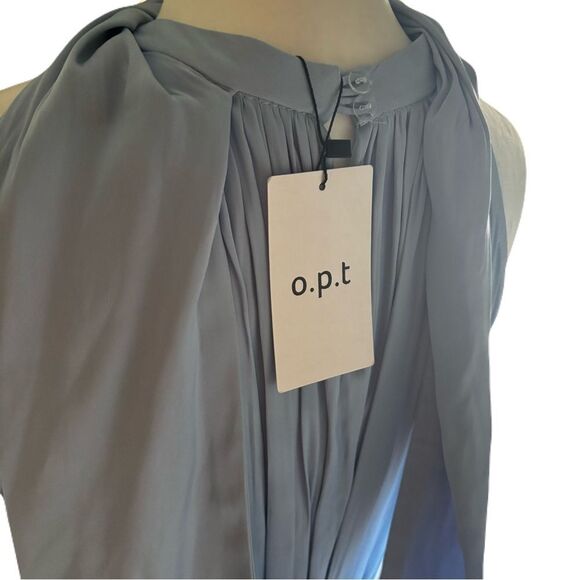 O.P.T. Halter Maxi Dress | NWT | Satin Pleated Baby Blue| Size Small - Picture 8 of 9
